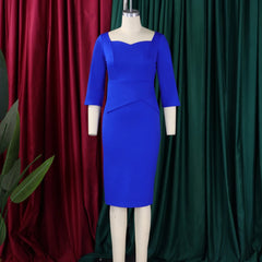 Church Dresses for Women 2025 Elegant Ladies Office Wear Casual Dress Long Sleeve Knee Length Solid Bodycon