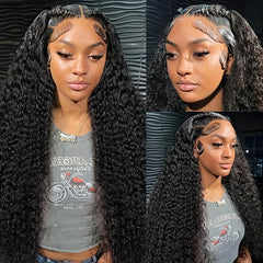 13X6 Deep Wave Frontal Wig 13x4 HD Transparent Lace Frontal Remy Glueless Deep Curly