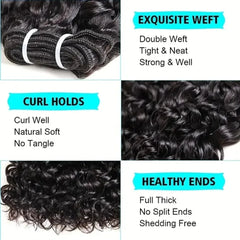 Short Kinky Curly Human Hair Bundles With Closure 100% Unprocessed Hair Weft Extensions Tissage Humain Hair Natural Remy Hair