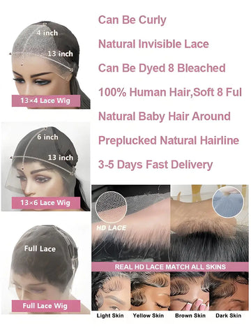 30 40 Inch Body Wave Lace Front Wig Women 13x4 Lace Wigs 100% Human Hair