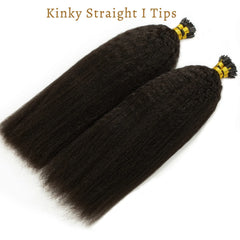 Kinky Straight I Tip Hair Extensions Brazilian Hair Pre Bonded Keratin Stick In Straight I Tip Hair Extensions 50 Strands/Pack