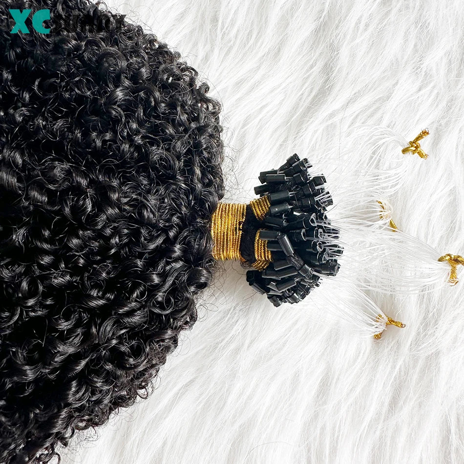 Micrlink Hair Extensions Human Hair Kinky Curly For Black Women Double Drawn Micro Ring Loop Hair Extensions Human Hair Color 4