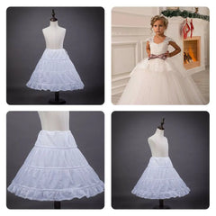 Fashion White Lace Children Skirt Petticoat Steel Ring Adjustable Princess Skirt Tutu Skirt 3 Hoops Wedding Petticoat Kids Girls