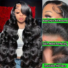 13x4 Body Wave Lace Front Wigs Human Hair Pre plucked With Baby Hair 200 Density HD Lace Body Wave Human Hair Wigs For Women Lace Front Wigs Human Hair Pre Plucked 200% Density Body Wave HD Lace Front Wigs Human Hair Transpar