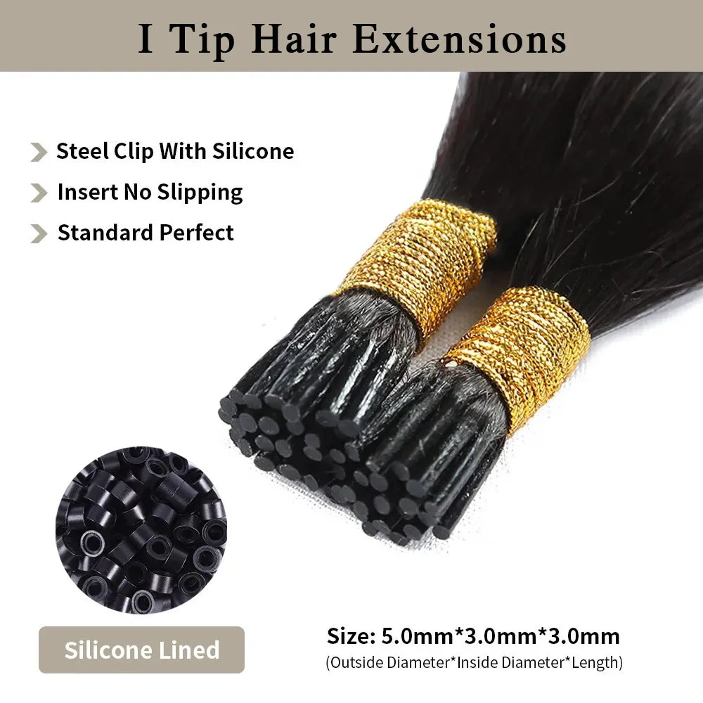 Straight I Tip Hair Extensions Natural Color Brazilian Human Hair Extensions 100% Real Hair For Woman Capsule Keratin 26 Inches