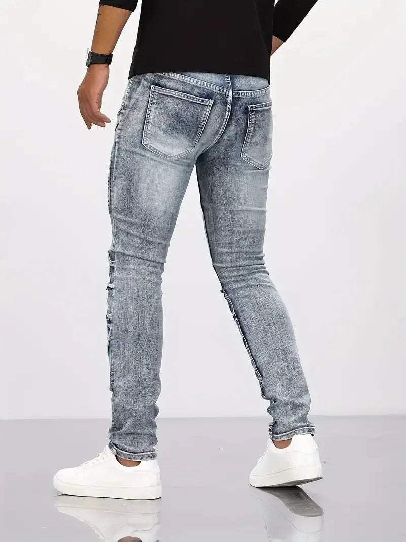 Trendy Jeans Men's Small Straight Leg Denim Design Pants New Slim  High Quality