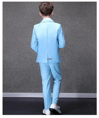 Flower Boys Blue Wedding Suit Kids Party Photograph Suit Teenager Birth Children