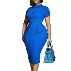 2024 Summer  autumn women elegant office Midi Dres Ladies