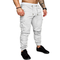 Men High Elastic Cargo Pants Summer Lace Up Drawstring Pocket Harem Stretch Full Trousers BSD-8811