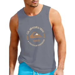 Men's Quiksilver 1969 Logo Print Tank Top Black Summer Surf Casual Sleeveless Tee