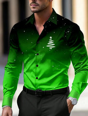 Christmas Theme Men's Christmas Trees Printed Shirts Snowflake Grad Shirts