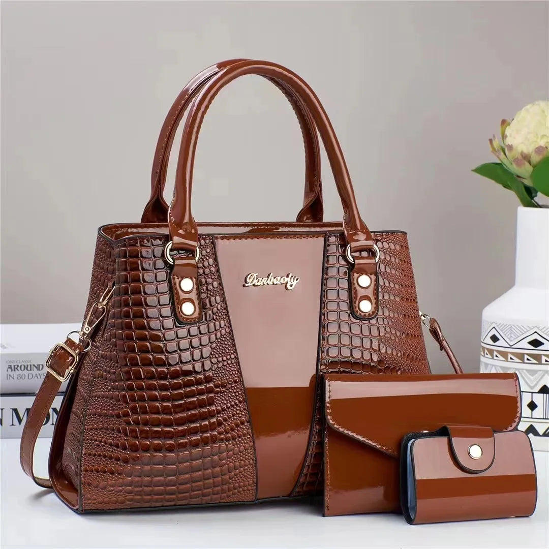 2024 Large Capacity Crocodile Patterned Crossbody Composite Bag High Quality PU Single Shoulder Tote Bags Women Fashion Handbags