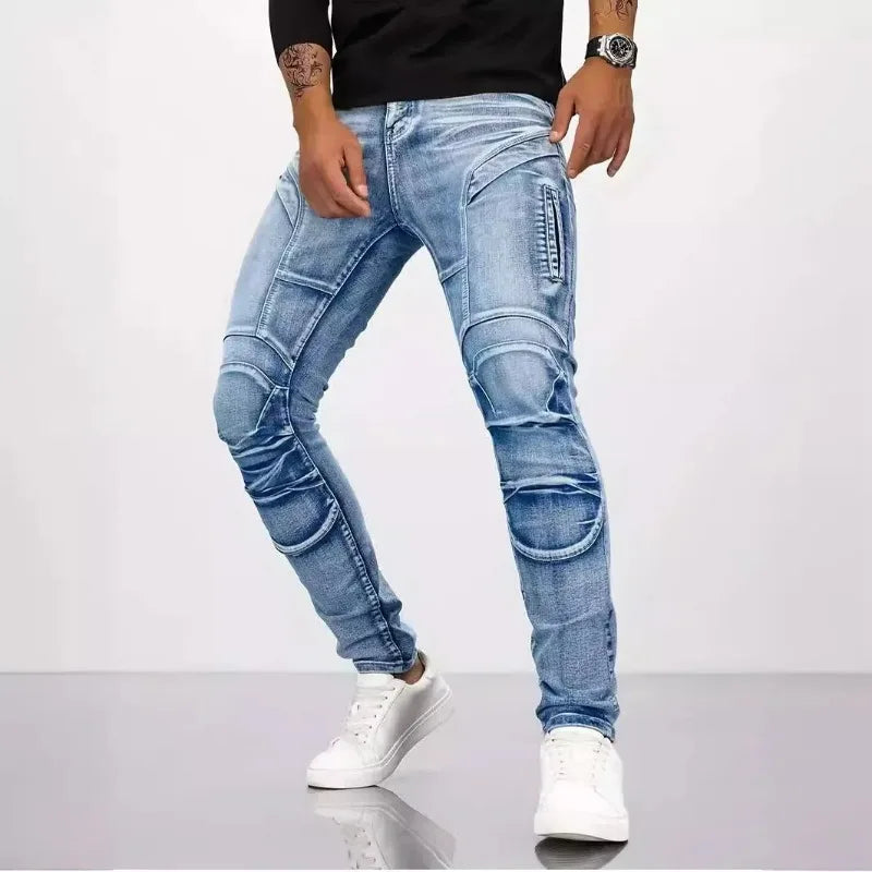 Trendy Jeans Men's Small Straight Leg Denim Design Pants New Slim  High Quality