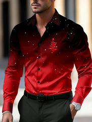 Christmas Theme Men's Christmas Trees Printed Shirts Snowflake Grad Shirts