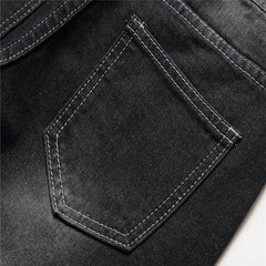 Denims Boy Children Jeans Straight Pants Ripped Hole Mid Waist Washed Distressed Pockets Streetwear