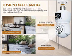4MP UHD iCsee/V380Pro APP  Dual Lens E27 Lamp Head Socket Wireless PTZ IP Camera AI Humanoid Detection Baby Monit