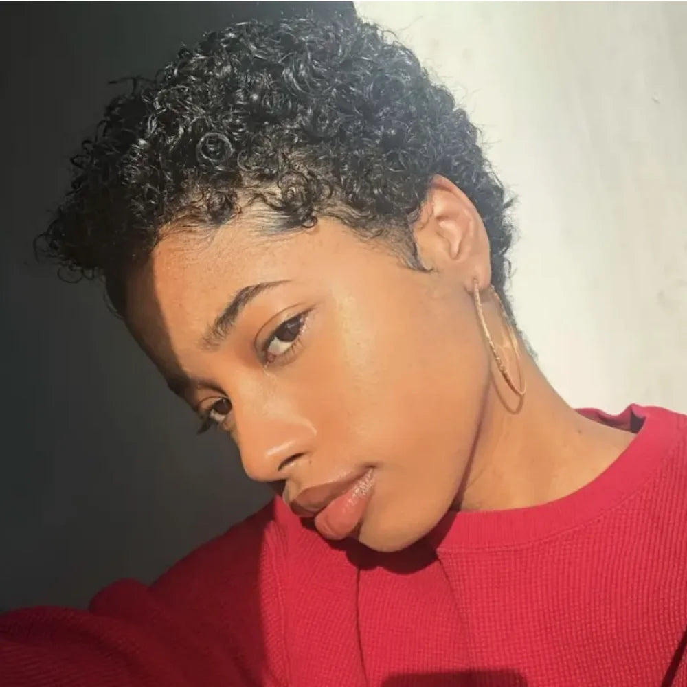 Short Afro Kinky Curly Wigs 100% Human Hair Wig For Women Pixie Cut Wig Deep Wave Water Wave Short Wig Full Machine Made Wig