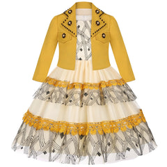 5-14 Years Girls Dress Summer Sleeveless Princess Dress + Long Sleeves Jacket 2Pcs  Gown