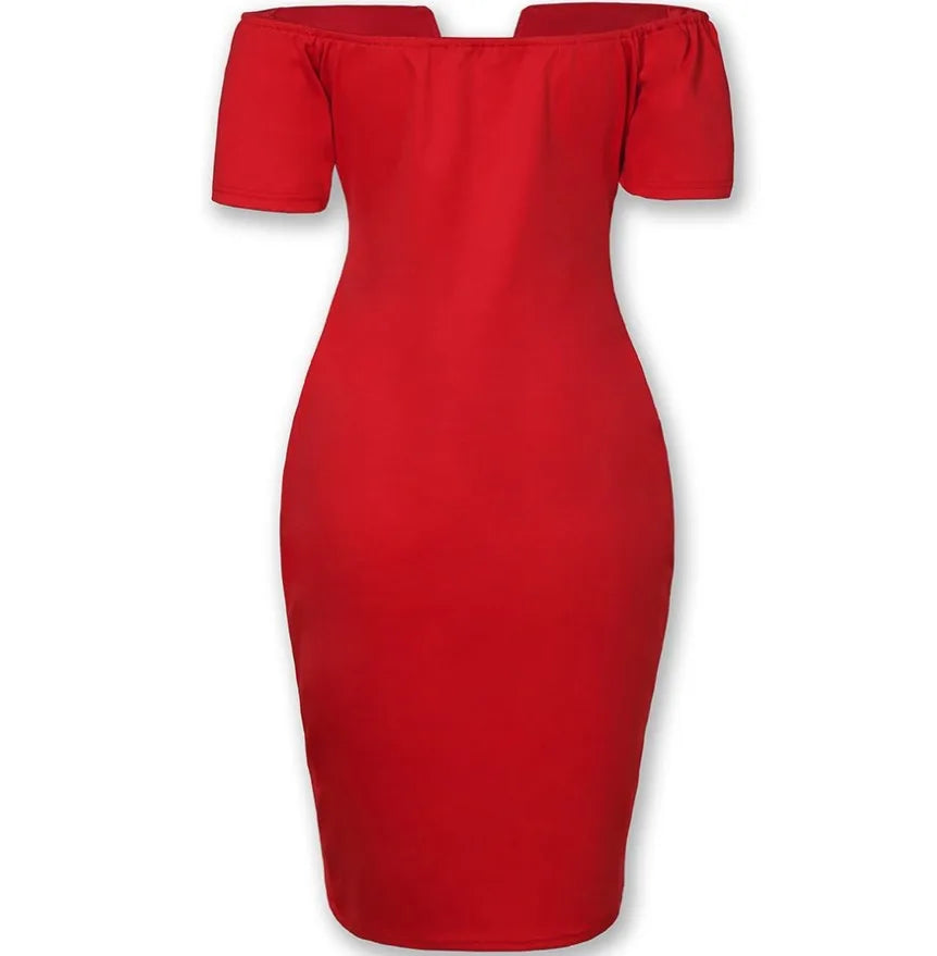 Lady V style off-the-shoulder fitted dress with a tight waist and a full skirt, a fitted evening for women