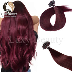 K Tip Nail Tip Hair Extensions Human Hair Keratin Tip Hot Fusion Human Hair Extensions Black Brown Brown Pre Bonded Hair 50pcs