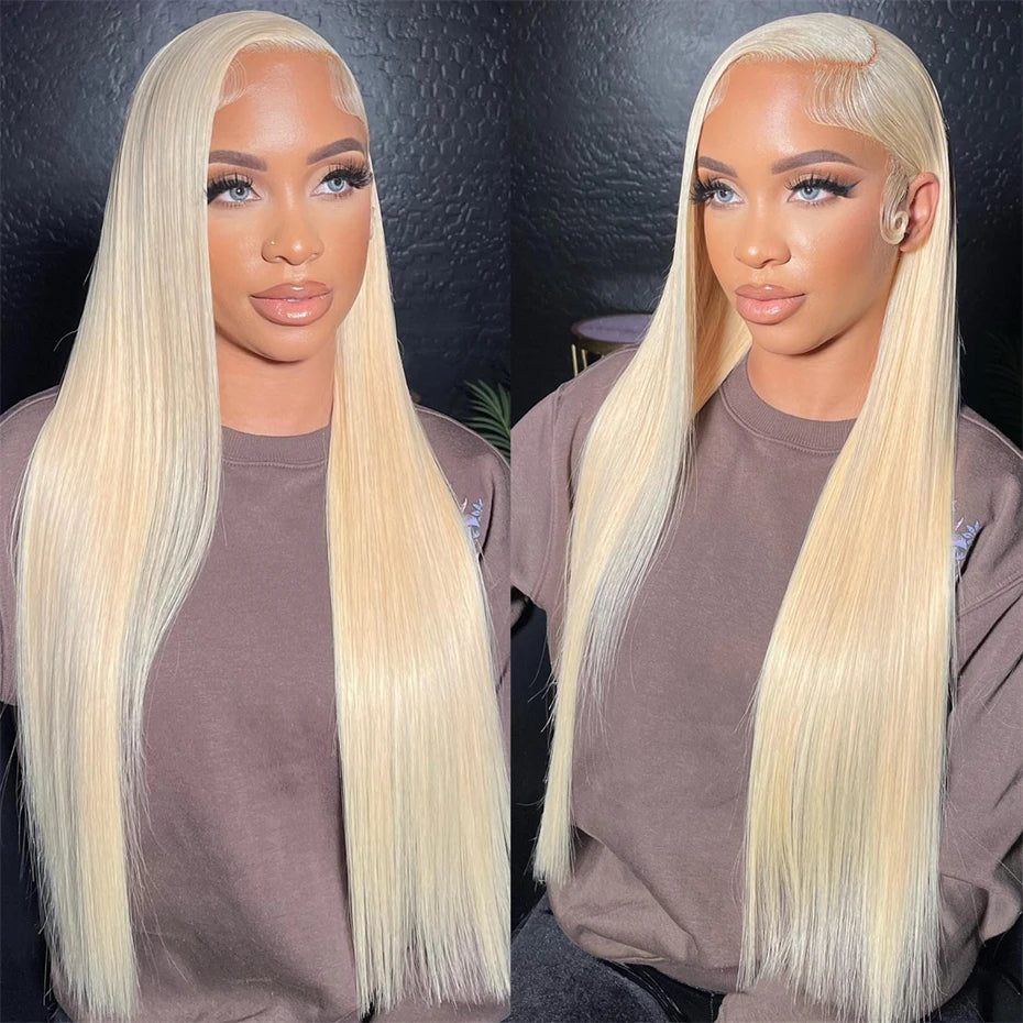 13x6 Teal Ocean Blue Lace Front Wig Human Hair Body Wave 613 Blonde hair