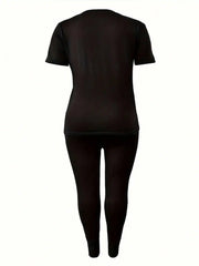 2026 Women's New Paris Printed Two-Piece Set, Casual Short-Sleeved Round Neck T-Shirt t
