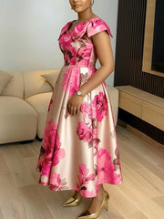 African Dresses for Women Elegant 2026 Dashiki Spring Summer Midi Dress