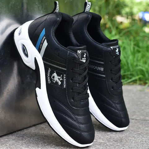 Men's leather sneakers Casual versatile shoes Outdoor non slip running footwear Fashion men