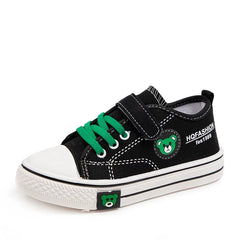 Children Canvas Shoes Boy Sneaker Bear Print Casual School Shoes Lightweight Flat Boy Tennis Shoes