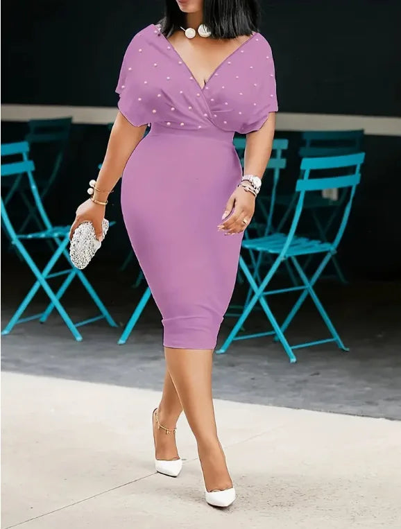 Fashion Party Dress For Wonen Sexy V Neck Package Hip Elegant Dresses 2025