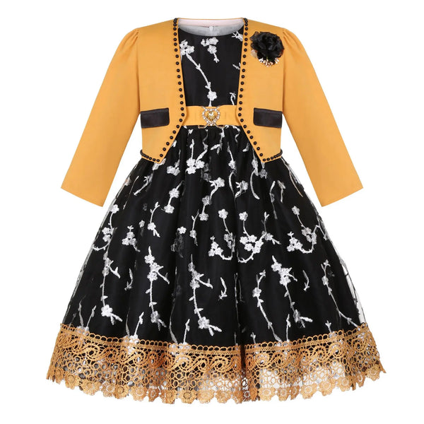 5-14 Years Girls Dress Summer Sleeveless Princess Dress + Long Sleeves Jacket 2Pcs  Gown