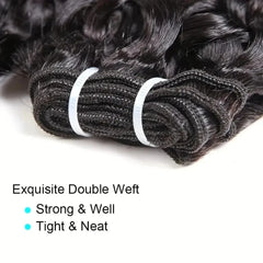 Short Kinky Curly Human Hair Bundles With Closure 100% Unprocessed Hair Weft Extensions Tissage Humain Hair Natural Remy Hair
