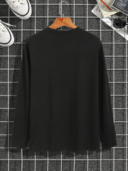 New long-sleeved T-shirt men's printed round neck long-sleeved T-shirt trend versatile casual tops men's clothing summer