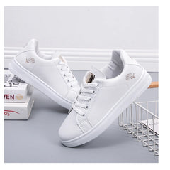 Women Leather Pu Casual Shoes New 2025 Woman Shoes Fashion Embroidered White Sneakers Breathable Flower Lace-Up Women Sneakers