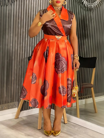 African Dashiki Print Maxi Dresses Elegant Office Ladies Overalls Clothing Party Prom Birthday Women Dress Turkey Ankara Outfits
