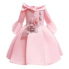 2-10 Yrs Girls Summer Dresses Flower Elegant Kids Princess Party White Dress for Wedding and Birthday Baby Communion Costume