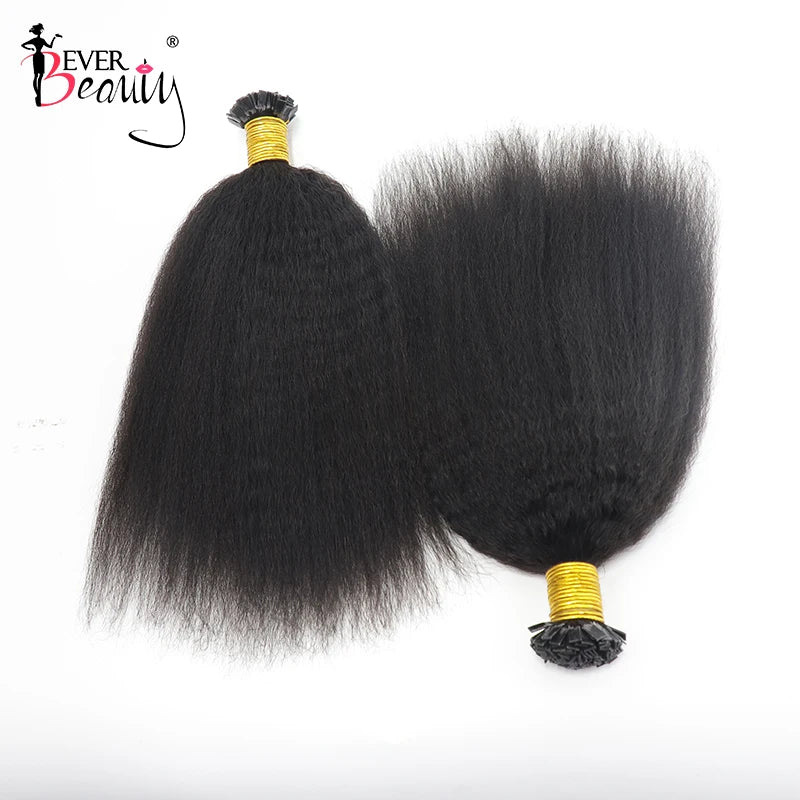 K Tip Hair Extension Human Hair Flat Tip Hair Extensions Kinky Straight Keratin Fusion Yaki Bundles For Black Women Ever Beauty
