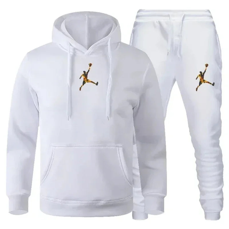 The two-piece pullover and jogging pants of the classic casual streetwear