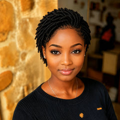 Twist Dreadlock 13×4 Lace Front Wigs Human Hair Afro Short Curly Wigs for Women 200% Density Bazilian Hair