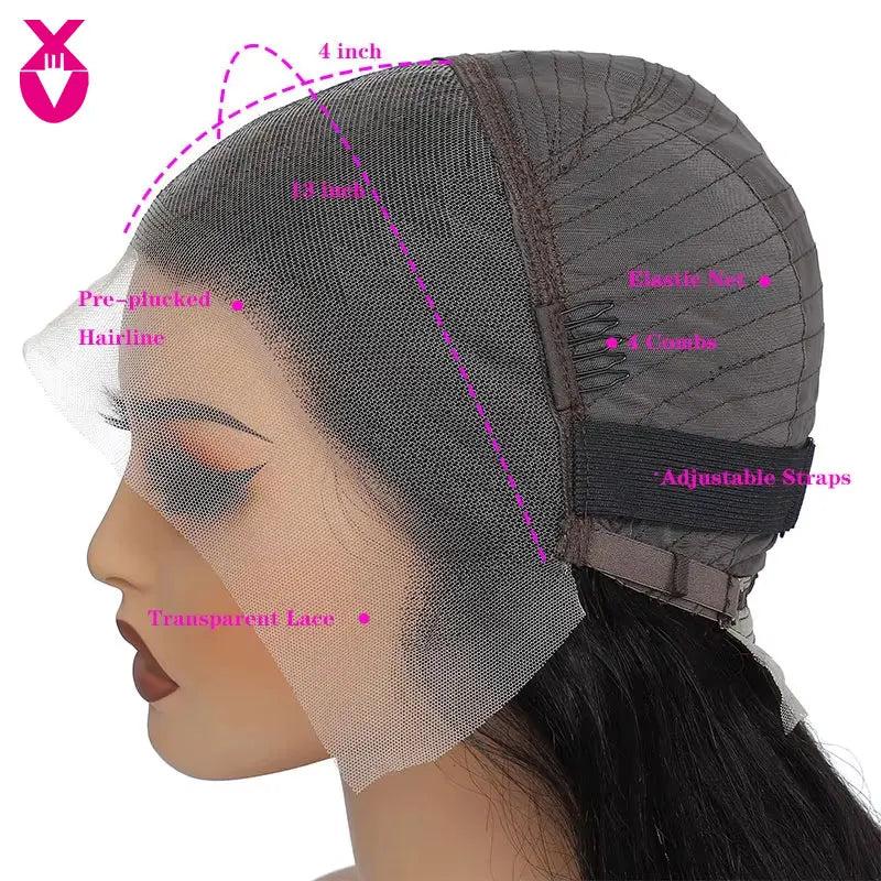 34 inch 150 Density Body Wave Transparent 13x4 Lace Front Human Hair Wig Glueless Wigs Human Hair  Pre-Cut Brazilian Remy Hair