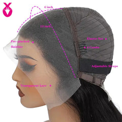 34 inch 150 Density Body Wave Transparent 13x4 Lace Front Human Hair Wig Glueless Wigs Human Hair  Pre-Cut Brazilian Remy Hair