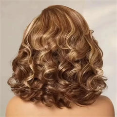 Highlight Body Wave Bob Wig Human Hair 13X4 Lace Front Human Hair Wigs Honey Blonde HD Transparent Lace Frontal Wig  For Women