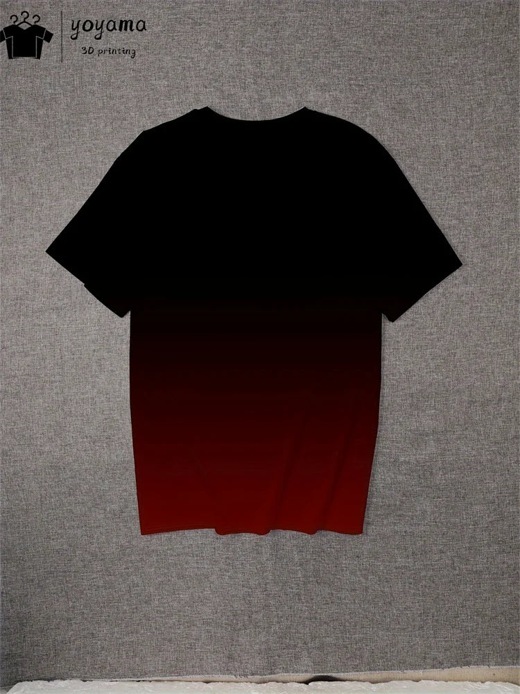 Summer Gradient Print T shirt Men Fashion Graphic T shirts 3D Print Men's Clothing Round Neck T-shirts for Men Street Rock Tops