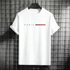 Men's 100% Cotton Summer Loose PARIS Creative Letter Print Casual