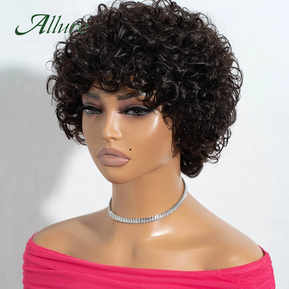 Brazilian Short Pixie Afro Kinky Curly Wigs for Women Glueless