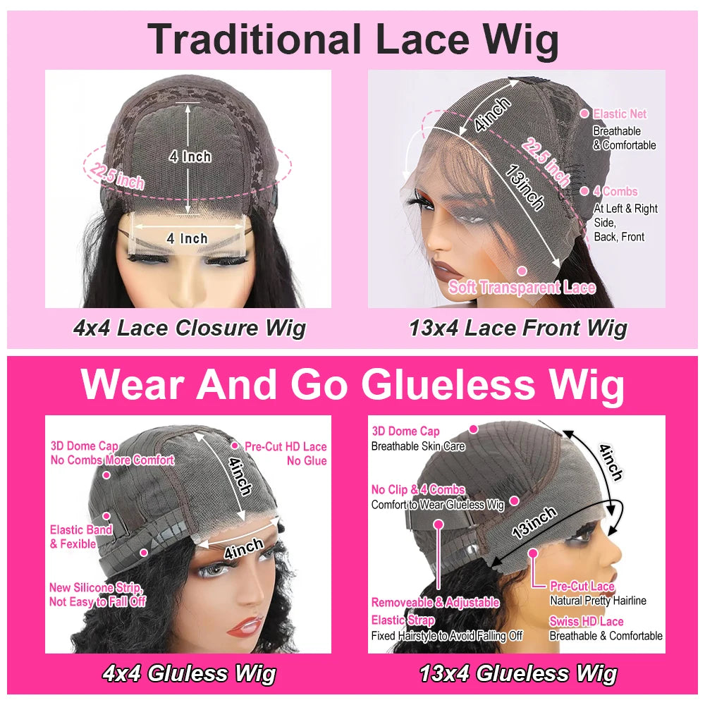 Jerry Curly Lace Front Short Bob Glueless Wigs Human Hair 4x4 Closure Wigs Pre Cut Lace Ready to Wear 13x4 Front Wigs For Women