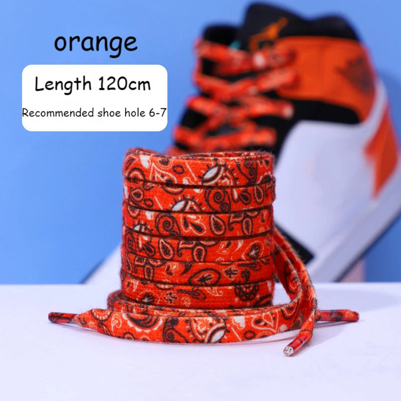 Sports Shoelaces Cashew Flower AF1 Canvas Shoe laces Black and White Color Ins Trend Personality Flat Shoelace Rope Wholesale