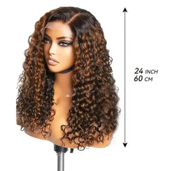 Highlight Ombre Lace Front Wig 40 Inch Curly Wigs 13x6 13x4 Hd Lace Frontal Water Wave Human Hair Wigs 1B/30 Colored Deep Wave