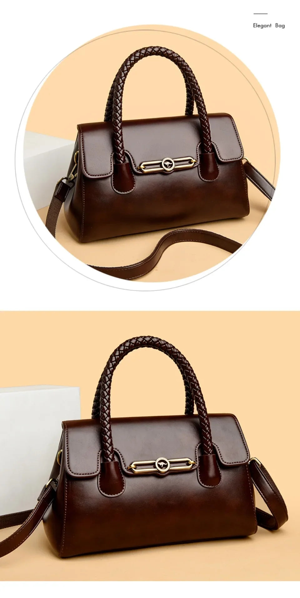 Retro High Quality Oil Leather Women Top-handle Shoulde Bags Vintage Casual Totes Trendy Lock Designer Handbag Small