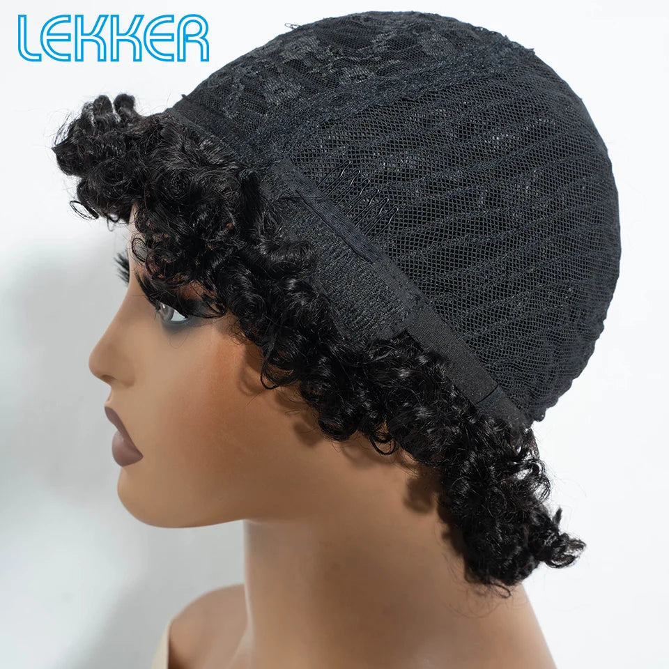 Lekker Colored Short Pixie Cut Curly Bob 100% Human Hair Wigs For Women Brazilian  remy Wigs